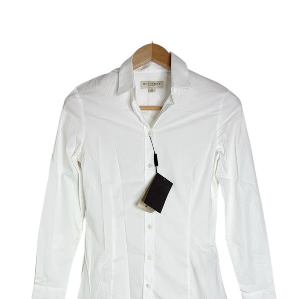 Burberry London White Button Down Dress Shirt Tailored Cotton Classic size 2